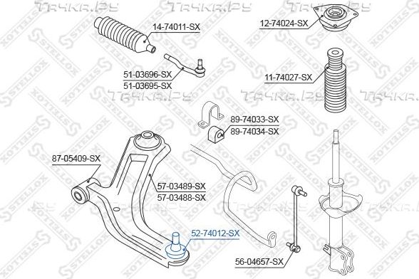 Шаровая опора Stellox передняя правая/левая для Nissan Note I 2006-2012. Артикул 52-74012-SX