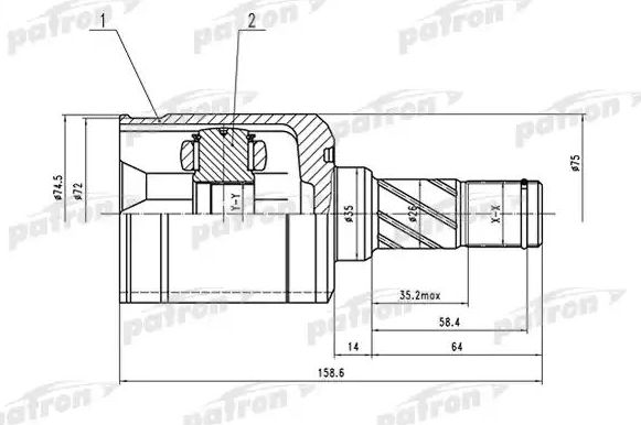 Шрус внутренний (граната) Patron для Mazda 323 VI (BJ) 1998-2004. Артикул PCV1530