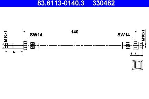 Тормозной шланг ATE. Артикул 83.6113-0140.3