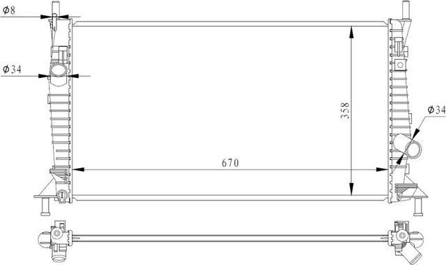 Радиатор охлаждения двигателя NRF (алюминий). Артикул 550014