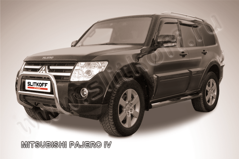 Кенгурятник Slitkoff d57 низкий для Mitsubishi Pajero IV 2006-2011. Артикул MPJ008