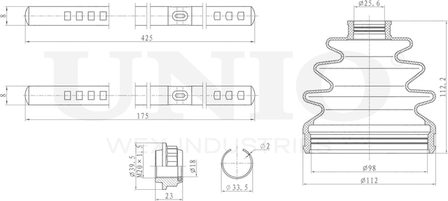 Пыльник ШРУС, комплект (Unio). Артикул DUC-30057K