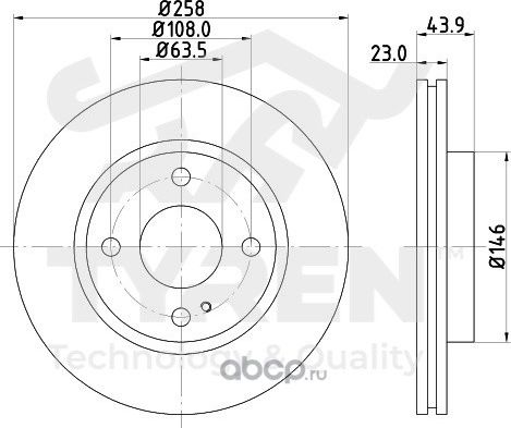 Тормозной диск (Tyren). Артикул TYR1012831