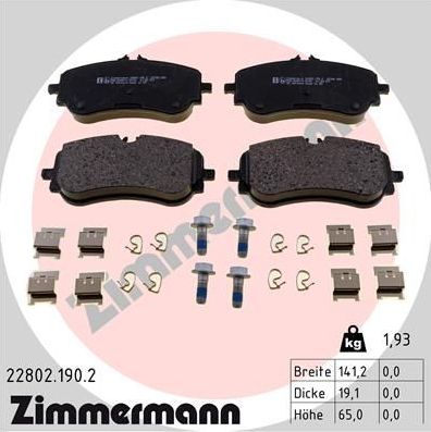 Тормозные колодки Zimmermann. Артикул 22802.190.2