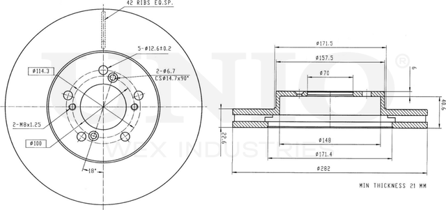 Диск тормозной (Unio). Артикул BRD-20237