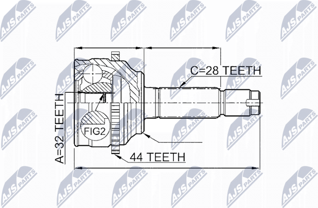 Шрус внутренний (граната) NTY передний для Mazda 6 I (GG) 2002-2008. Артикул NPZ-MZ-052