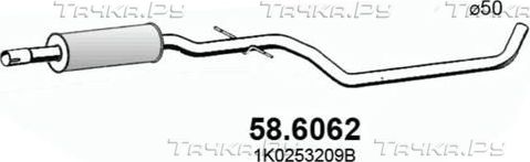 Глушитель Asso для Audi A3 II (8P) 2003-2013. Артикул 58.6062
