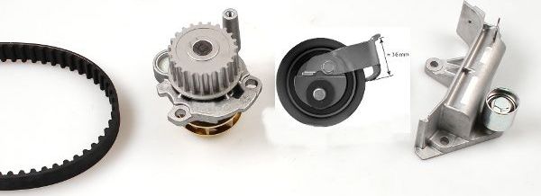 Помпа (водяной насос) с комплектом ремня ГРМ Hepu. Артикул PK05474