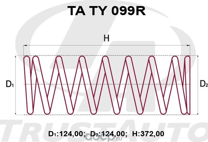 Пружина подвески усиленная () (Trustauto). Артикул TATY099R