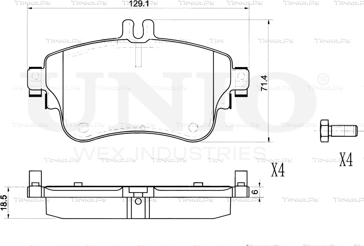 Колодки тормозные дисковые, комплект (Unio). Артикул BRP-20306