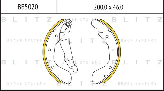 Колодки тормозные барабанные задние CHEVROLET EPICA, LACETTI, LANOS, NUBIRA 2005 (Blitz). Артикул BB5020