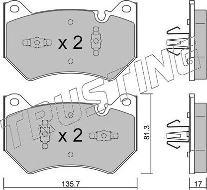 Тормозные колодки Trusting передние для Audi Q5 II (FY) 2016-2026. Артикул 1170.1