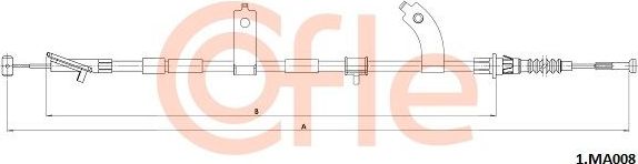 Трос ручника (тросик ручного тормоза) Cofle. Артикул 92.1.MA008