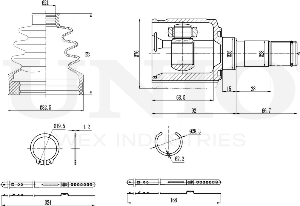ШРУС внутренний (Unio). Артикул CVJ-30046
