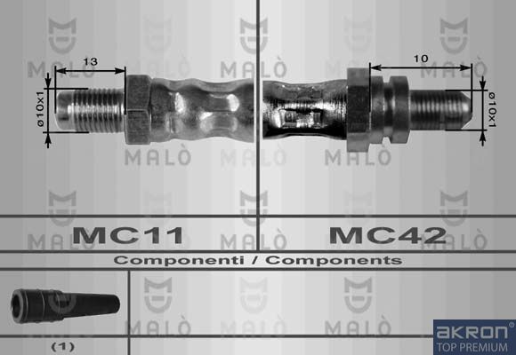 Тормозной шланг Malò задний для Ford Escort V 1995-2000. Артикул 8585