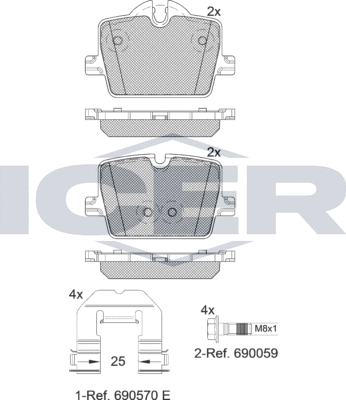 Тормозные колодки Icer задние для Alpina B3 G20 2019-2026. Артикул 182363