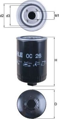 Масляный фильтр Mahle-Knecht. Артикул OC 26