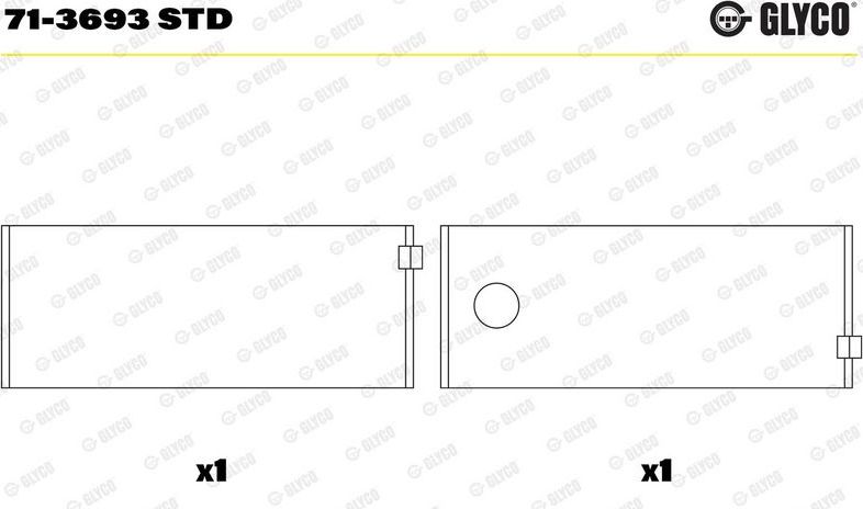 Вкладыши шатунные Glyco. Артикул 71-3693 STD