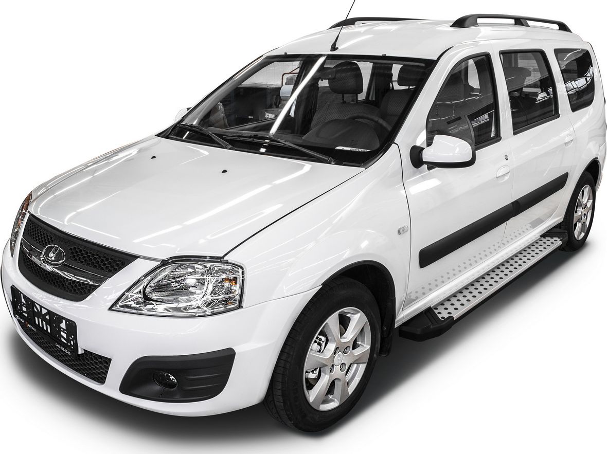 Пороги алюминиевые Rival Bmw-Style круг для Lada Largus универсал 2012-2021. Артикул D193AL.6001.2