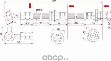Шланг тормозной передний Таиланд NISSAN BLUEBIRD (SAT). Артикул ST462106N605