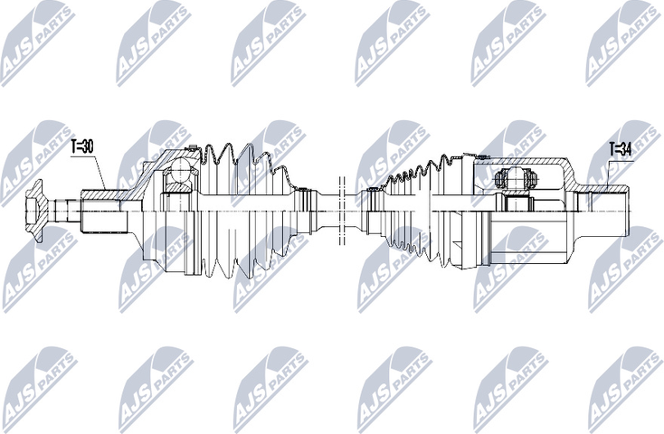 Полуось (привод в сборе, приводной вал) NTY. Артикул NPW-ME-060