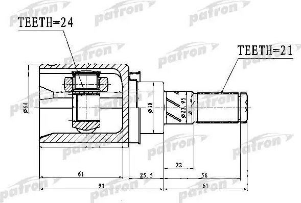 Шрус внутренний (граната) Patron. Артикул PCV1761