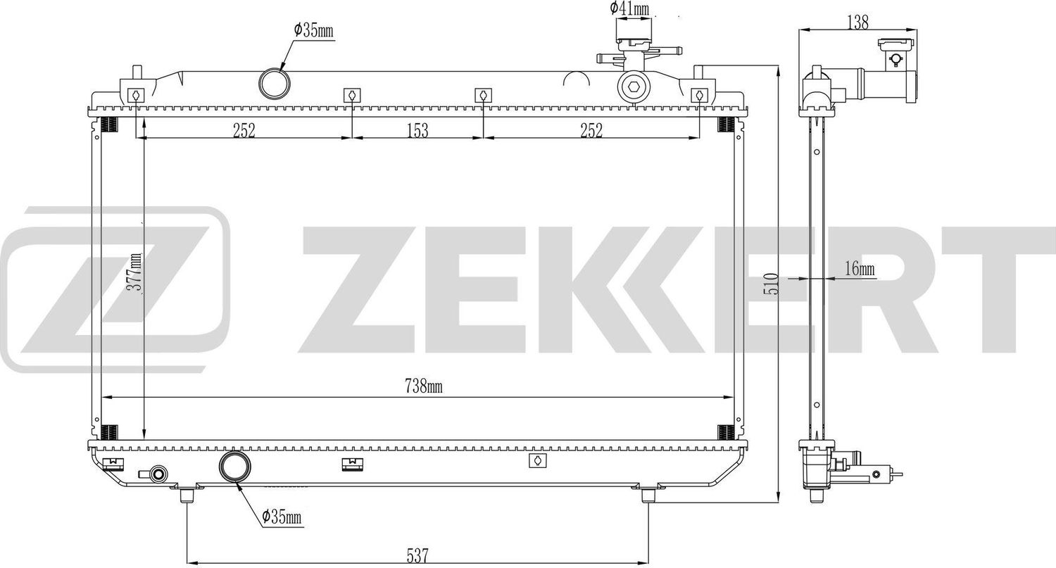 Радиатор охлаждения двигателя Zekkert (алюминий / пластик). Артикул MK-1292