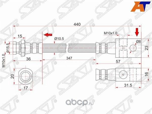 ШЛАНГ ТОРМОЗНОЙ NISSAN PATROL 87-97 ЗАДНИЙ (SAT). Артикул ST4621002J00