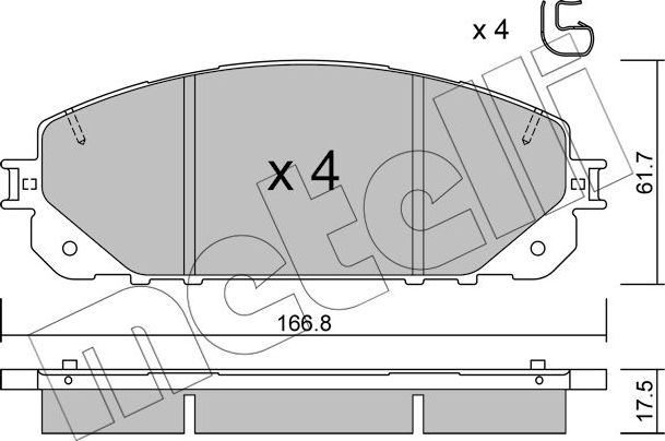 Тормозные колодки Metelli передние для Jeep Cherokee V (KL) 2014-2026. Артикул 22-1000-0