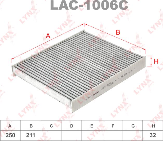 Салонный фильтр LYNXauto. Артикул LAC-1006C