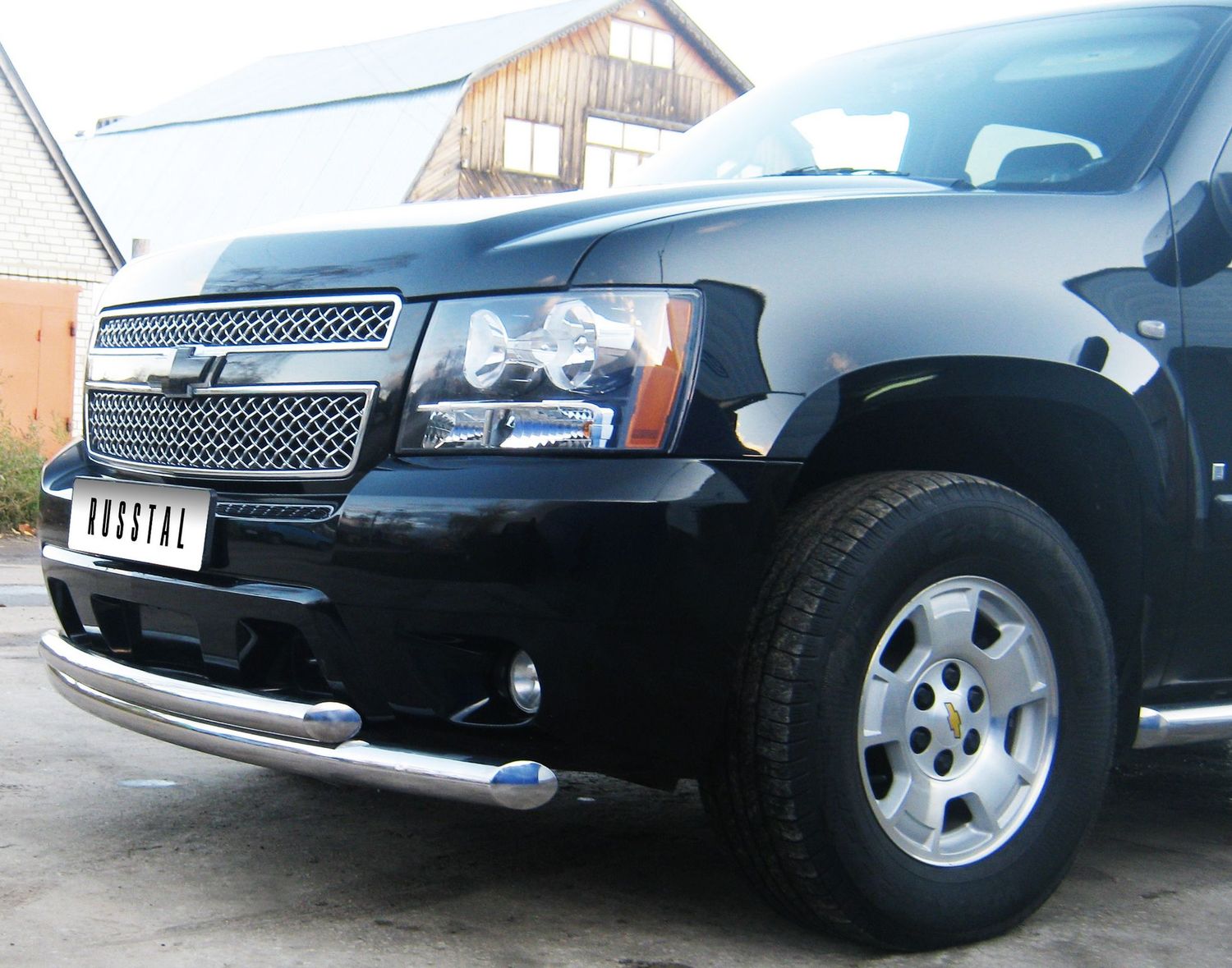 Защита RusStal переднего бампера d76/76 (дуга) для Chevrolet Tahoe III до рестайлинга 2006-2011. Артикул TCZ-000622