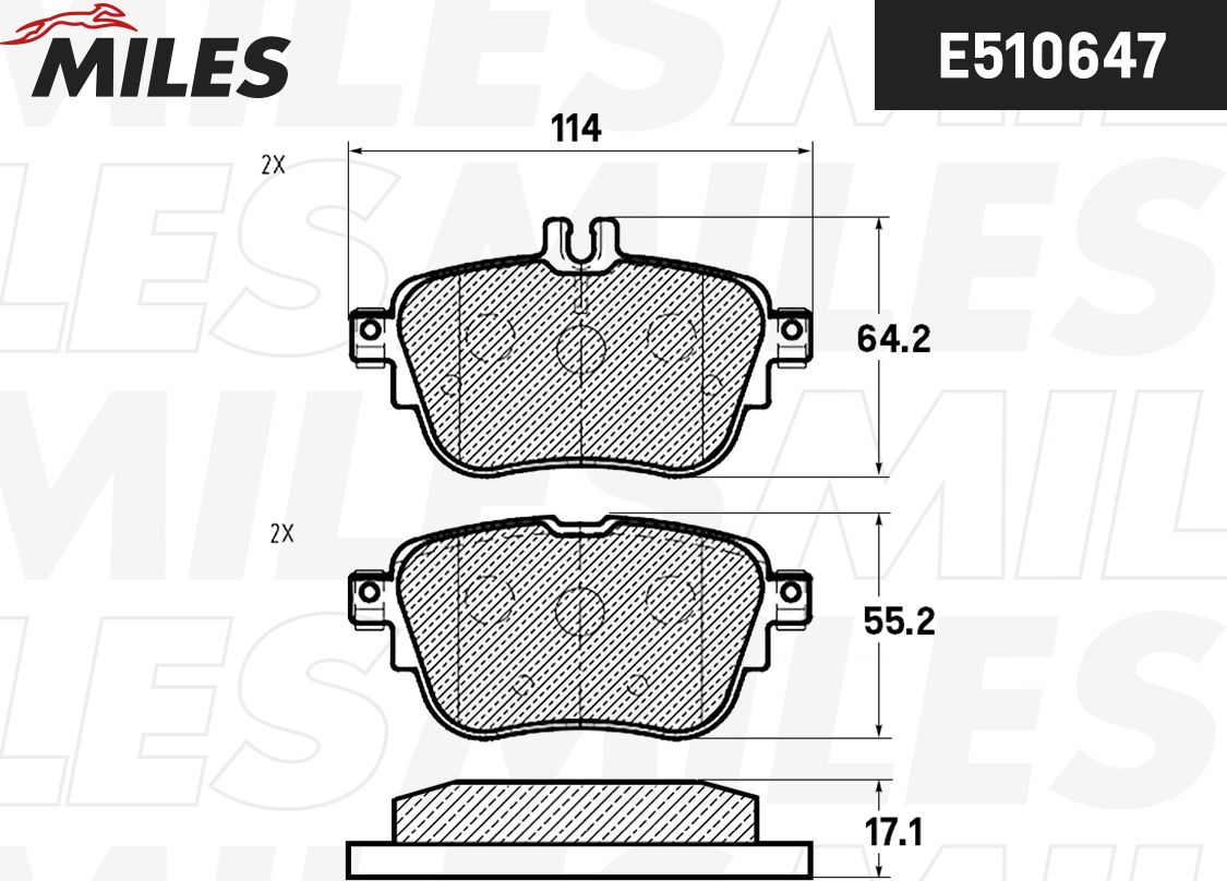 Тормозные колодки Miles (Керамика). Артикул E510647