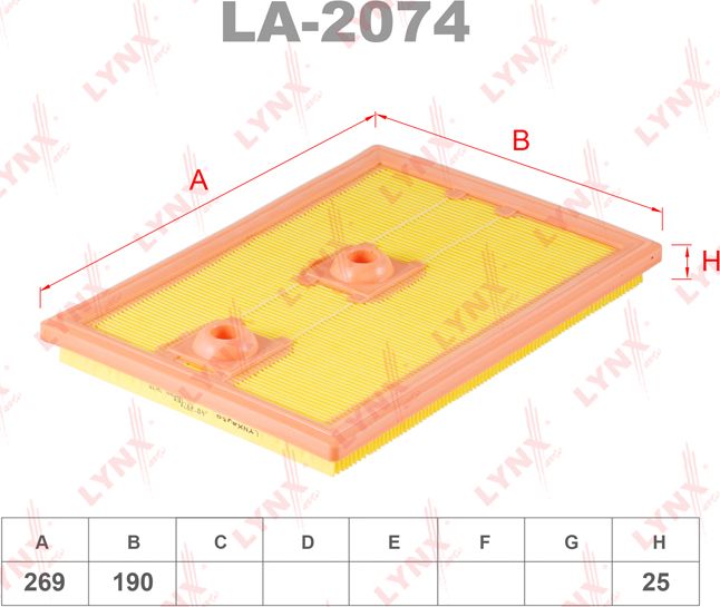 Воздушный фильтр LYNXauto. Артикул LA-2074