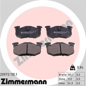 Тормозные колодки Zimmermann задние для Citroen Saxo 1996-2004. Артикул 20973.110.1