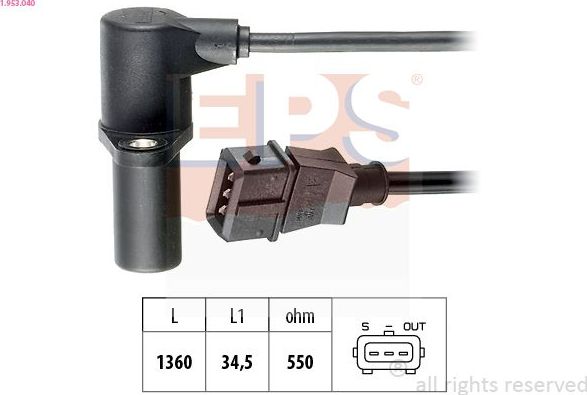 Датчик положения коленвала EPS Made in Italy - OE Equivalent. Артикул 1.953.040