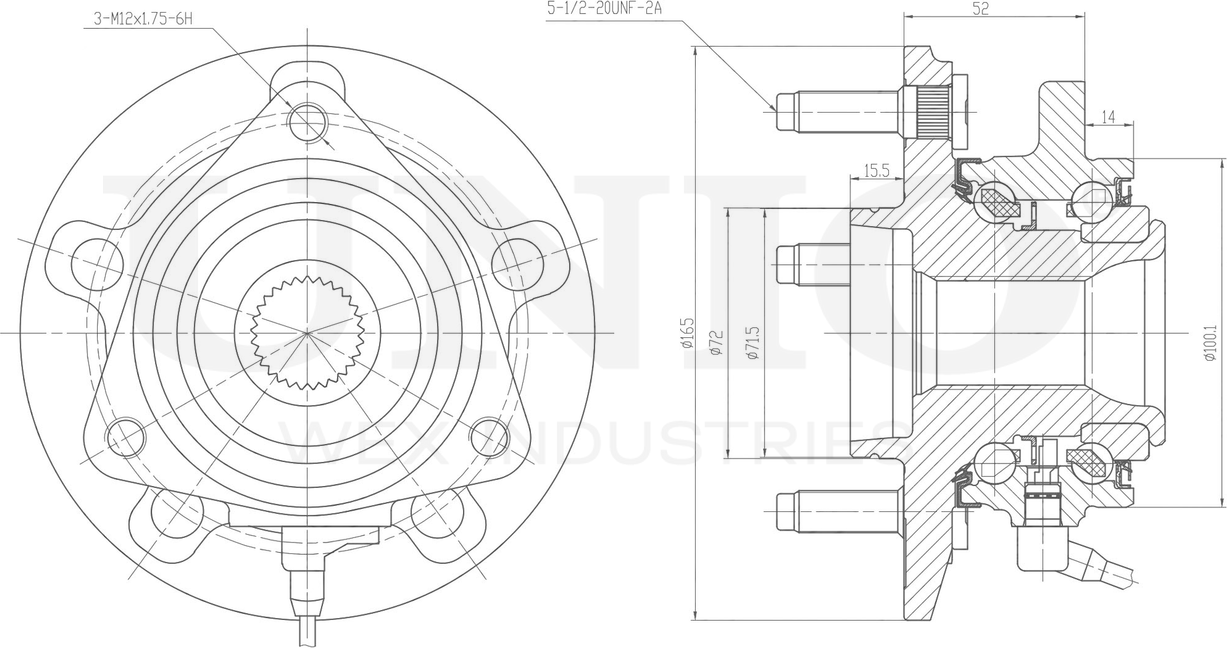 Ступица колеса с интегрированным подшипником (Unio). Артикул HUB-20122