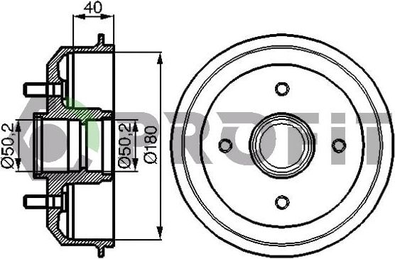 Тормозной барабан Profit задний для Mazda 121 III 1996-2003. Артикул 5020-0022