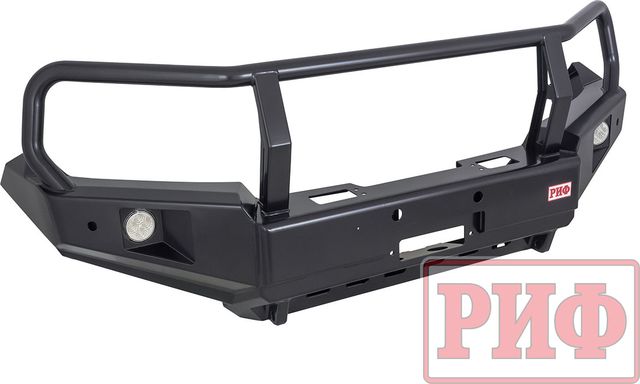 Бампер силовой РИФ передний с доп. фарами, защитной дугой и защитой бачка омывателя для Toyota Land Cruiser 200 2007-2015. Артикул RIF200-11350