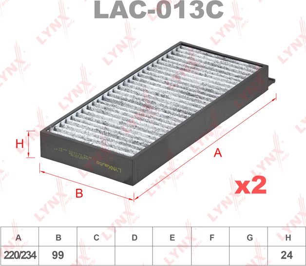 Салонный фильтр LYNXauto. Артикул LAC-013C