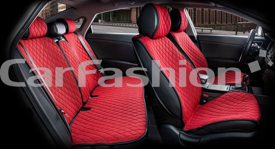 Накидки универсальные CarFashion Crown для авто, цвет Красный/Черный/Красный. Артикул 22630