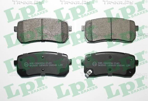 Тормозные колодки LPR задние для Kia Sorento III Prime 2015-2026. Артикул 05P2046