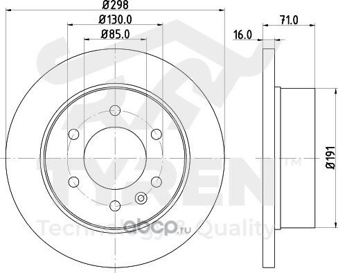Диск тормозной | зад | (Tyren). Артикул TYR1023171