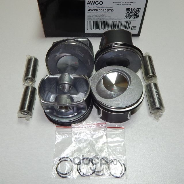 4 шт. порш., кольца, пальцы STD (комплект) AWPK0010STD (Awgo) Awgo. Артикул AWPK0010STD