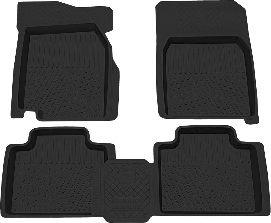 Коврики Rezkon резиновые (эконом) передние для салона Lada Samara 2113 2004-2013. Артикул 1039005300