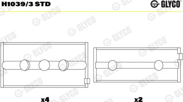 Вкладыши коренные Glyco. Артикул H1039/3 STD