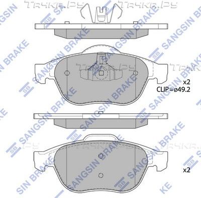 Тормозные колодки Sangsin Hi-Q передние для Renault Megane II 2004-2009. Артикул SP1802