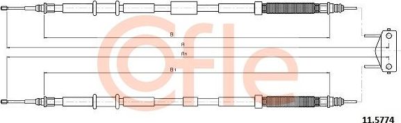 Трос ручника (тросик ручного тормоза) Cofle. Артикул 92.11.5774