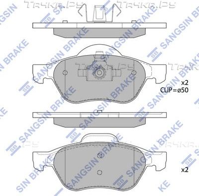 Тормозные колодки Sangsin Hi-Q передние для Renault Laguna II 2001-2007. Артикул SP1840