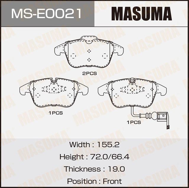 Тормозные колодки Masuma. Артикул MS-E0021