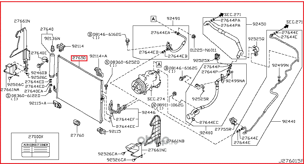 Радиатор кондиционера (конденсатор) Nissan. Артикул 921101BA0A